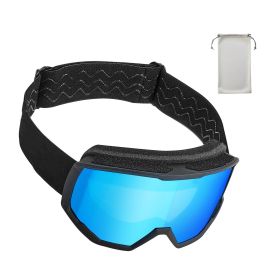Ski Goggles, Cylindrical Lens with Ice Blue Revo Coating, OTG Anti fog Snow Goggles for Men Women Youth, TPU Frame & Ventilation Structure