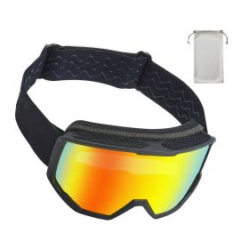 Ski Goggles, Cylindrical Lens with Orange Revo Coating, OTG Anti fog Snow Goggles for Men Women Youth, TPU Frame & Ventilation Structure