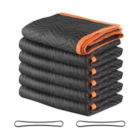Moving Blankets 6 Pcs, 80 x 72 in (35 lbs/dz) Large Packing Blankets with Cotton Filling
