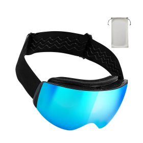 Frameless Ski Goggles, Spherical Lens with Blue Revo Coating, OTG Anti fog Snow Goggles for Men Women Youth, TPU Frame & Ventilation Structure