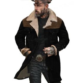 Suede Multicolor Jacket Multi-pocket Zipper (Option: Black-M)