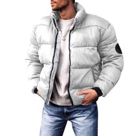 Coat Stand-up Collar Downcotton-padded Jacket Thickened Men's Cotton Jacket (Option: Grey-XXL)