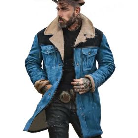 Suede Multicolor Jacket Multi-pocket Zipper (Option: Blue-S)