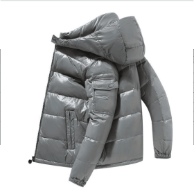 2022 Winter Men Puffer Jackets Bubble Padded Clothes Shiny Detachable Hat Warm Black Waterproof No Wash Jackets Man Down Coats (Color: C, size: L)