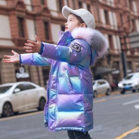 2022 Winter Down Jacket For Girls Coat Waterproof Shiny Hooded Children Outerwear Clothing 5-14 Year Teenage Kids Parka Snowsuit (Color: purple, size: 12)