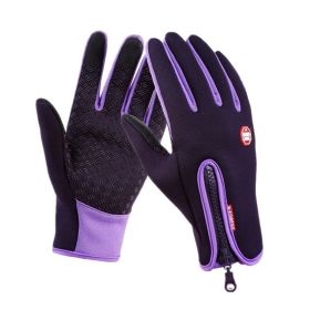 Hot Winter Gloves For Men Women Touchscreen Warm Outdoor Cycling Driving Motorcycle Cold Gloves Windproof Non-Slip Womens Gloves (Color: purple, Gloves Size: M)