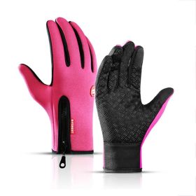 Hot Winter Gloves For Men Women Touchscreen Warm Outdoor Cycling Driving Motorcycle Cold Gloves Windproof Non-Slip Womens Gloves (Color: Pink, Gloves Size: L)