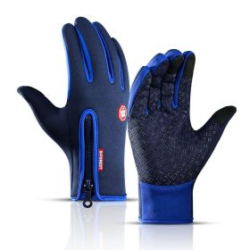 Hot Winter Gloves For Men Women Touchscreen Warm Outdoor Cycling Driving Motorcycle Cold Gloves Windproof Non-Slip Womens Gloves (Color: Dark blue, Gloves Size: M)