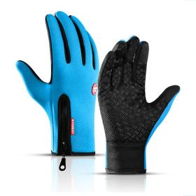 Hot Winter Gloves For Men Women Touchscreen Warm Outdoor Cycling Driving Motorcycle Cold Gloves Windproof Non-Slip Womens Gloves (Color: Blue, Gloves Size: S)