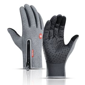 Hot Winter Gloves For Men Women Touchscreen Warm Outdoor Cycling Driving Motorcycle Cold Gloves Windproof Non-Slip Womens Gloves (Color: Gray, Gloves Size: M)