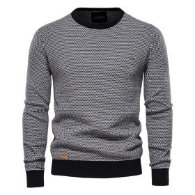 Men's Slim Fit Sweater Casual Knitted Solid Sweaters (Color: Black, size: L)