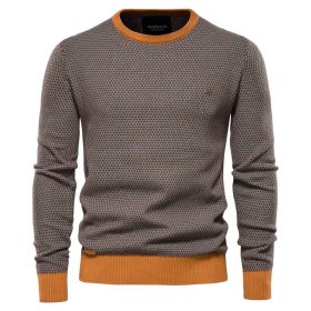 Men's Slim Fit Sweater Casual Knitted Solid Sweaters (Color: Khaki, size: L)
