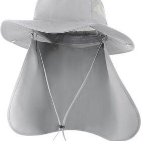 Oversize UV Fishing Sun Hat for Big Heads  Quick Dry Boonie Hats,Large Cooling Safari Hats with Strap (Color: Light Gray-b   XX-Large-3X-Large)
