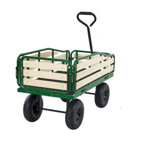 Pull-Along Wagon for Kids, 39 inch Toddler Wagons with Wooden Panels & Handle, Supports up to 330 lbs (Default: Default)