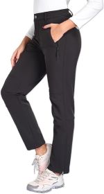 Womens Snow Ski Pants Waterproof Fleece Lined Insulated Softshell Warm Pants for Winter Hiking Outdoor 29 inches (Color: M)