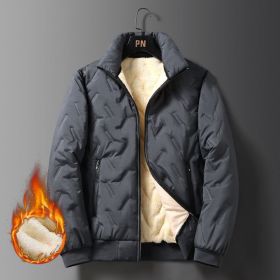 Winter cotton jacket, men's small padded jacket, versatile, velvet, thickened, windproof and coldproof stand collar (Yardage: 2XL, Color: Grey)