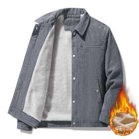 Winter Slim Retro Lapels Thick Corduroy Jacket (Option: Gray-XXL)